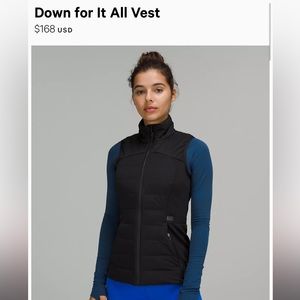 Lululemon women’s down for it all active vest